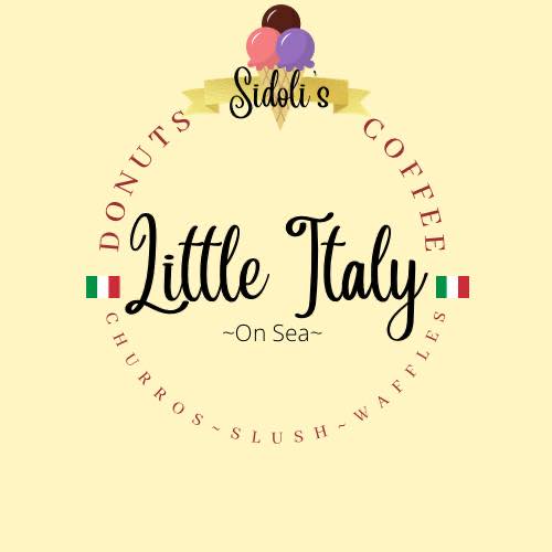 The logo for Little Italy Ice Cream Parlour which features a 3-scoop ice cream cornet
