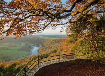 An autumnal view of the winding Wye Valley.