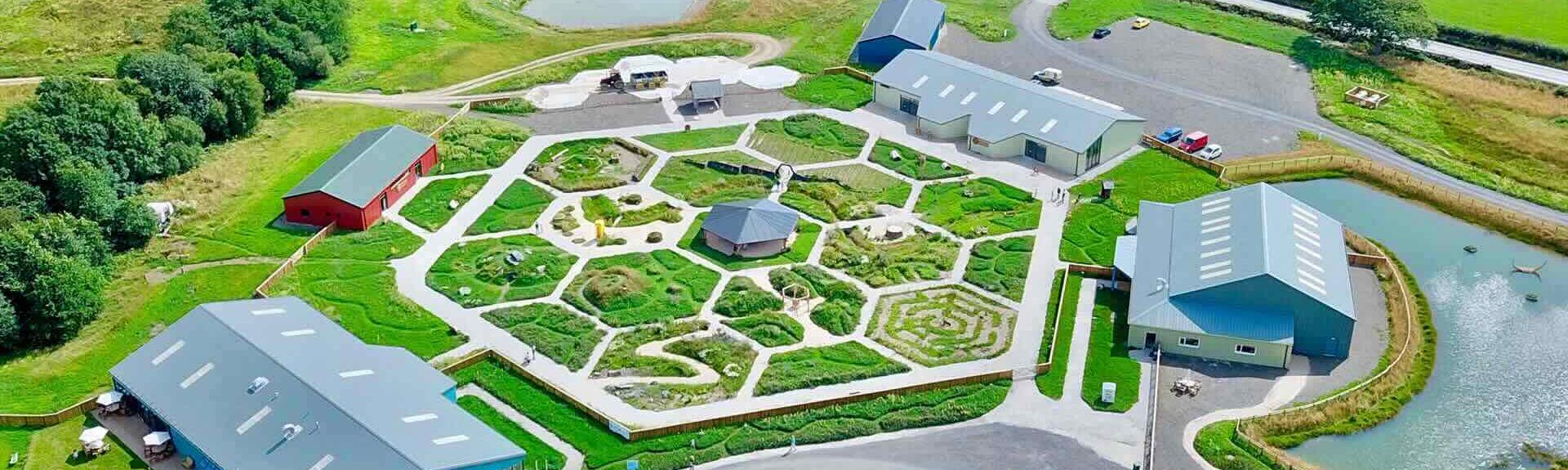 Aerial view of Quince Honey Farm in North Devon.