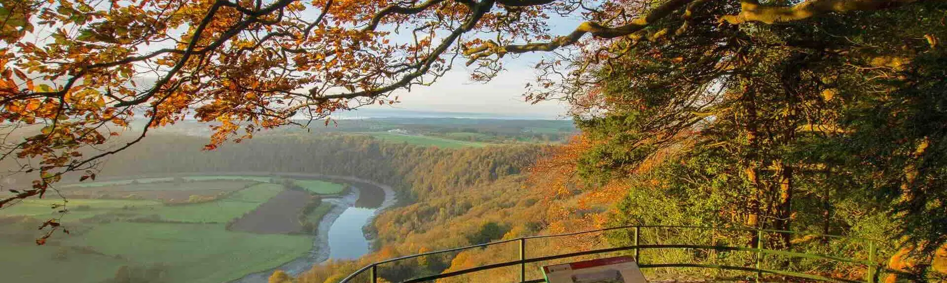 An autumnal view of the winding Wye Valley.