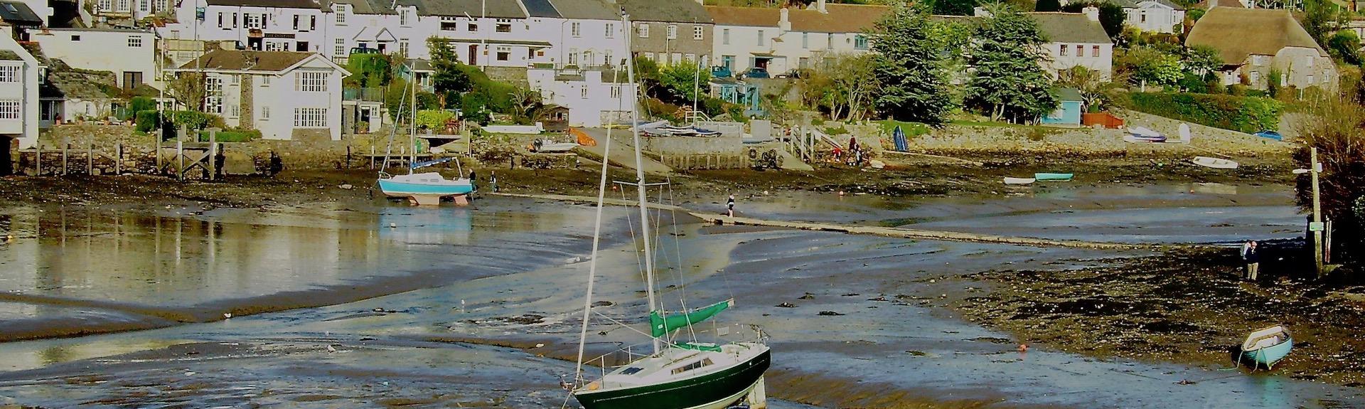 The pretty waterside village of Noss Mayo on the Yealm Estuary in South Devon.
